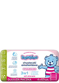 Hipoalergiczne chusteczki emolientowe 3w1 4x57 szt.